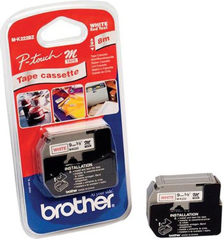 Brother M-K222BZ labelprinter-tape Rood op wit