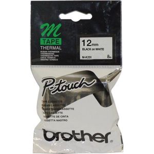 Brother Labelling Tape - 12mm, Black/White, Blister labelprinter-tape M