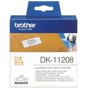 Brother DK-11208 Rol met etiketten 39 x 90 mm Papier Wit 400 stuk(s) Permanent hechtend DK11208 Adresetiketten