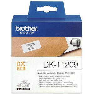 Brother DK11209 voorgesneden kleine adreslabels (thermisch papier) 800 witte etiketten 29 x 62 mm voor QL-labelprinters