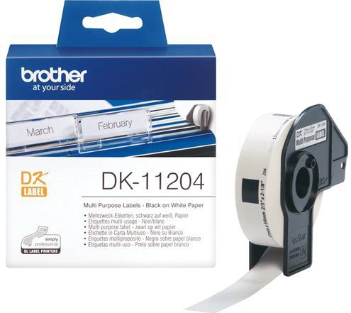 Brother DK-11204 labelprinter-tape Zwart op wit
