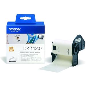 Brother DK-11207 Rol met etiketten Ø 58 mm Folie Wit 100 stuk(s) Permanent hechtend DK11207 CD-etiketten, DVD-etiketten