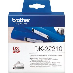 Continu Papier voor Printers Brother DK-22210 Wit 29 mm x 30,48 m Zwart Zwart/Wit (3 Stuks)