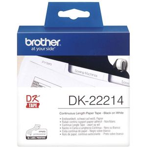 Doorlopende Thermische Papierband Brother DK-22214 12 x 30,48 mm Zwart Zwart/Wit Wit