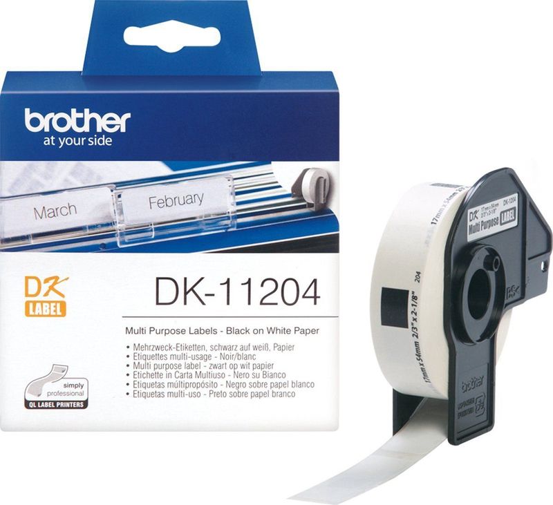 Brother - DK-11204 - Multifunctionele Etiketten - Wit - 400 Stuks
