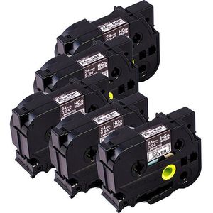 Brother HGe-M951V5 Labeltape Set van 5 stuks Tapekleur: Zilver (mat) Tekstkleur: Zwart 24 mm 8 m