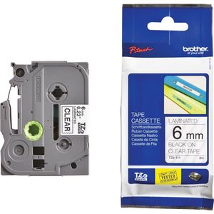 Labeltape brother ptouch tze111 6mm transparant | 25 stuks