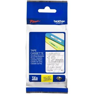 Brother lettertape TZE-135 kleurloos/wit 12 mm