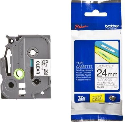 Brother Tape TZe-151 Zwart op transparant (24 mm)