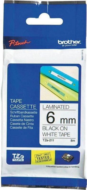 Brother TZe-211 labelprinter-tape Zwart op wit