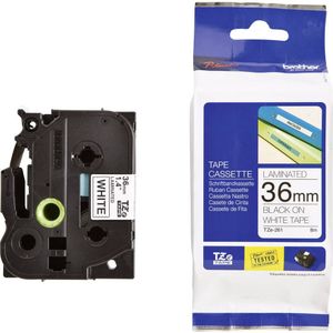 Labeltape brother ptouch tze261 36mm wit | 5 stuks