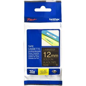 Brother Schriftband 12mm, Gold auf Schwarz, TZe, Wärmeübertragung, Brother, PT-1280HK, PT-1280SN, PT-1280KT, PT-D200HK, PT-1100SN, PT-1100KT, PT-2100VP, PT-2730, PT-7600,..., 1,2 cm