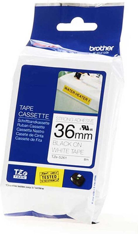 Labeltape extra sterk klevend Brother TZe, TZ TZe-S261 Tapekleur: Wit Tekstkleur:Zwart 36 mm 8 m