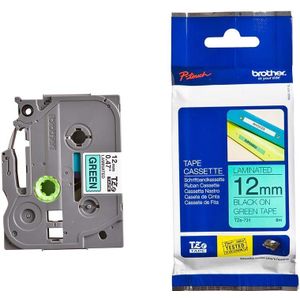 Brother TZe-731 - Schwarz auf Grün - Rolle (1,2 cm x 8 m) 1 Kassette(n) laminiertes Band - für Brother PT-D210, D600, H110, P750  P-Touch PT-1005, D450, H110  P-Touch Cube Pro PT-P910