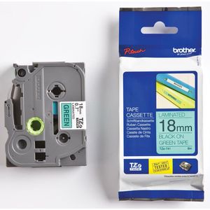 Brother TZE-741 labelprinter-tape Zwart op groen TZ