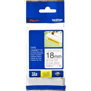 Brother Schriftbandkassette TZe-S141, 18 mm breit, farblos/schwarz
