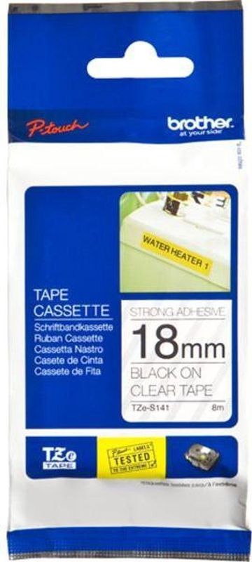 Brother Tape TZe-S141 Zwart op transparant (18 mm)