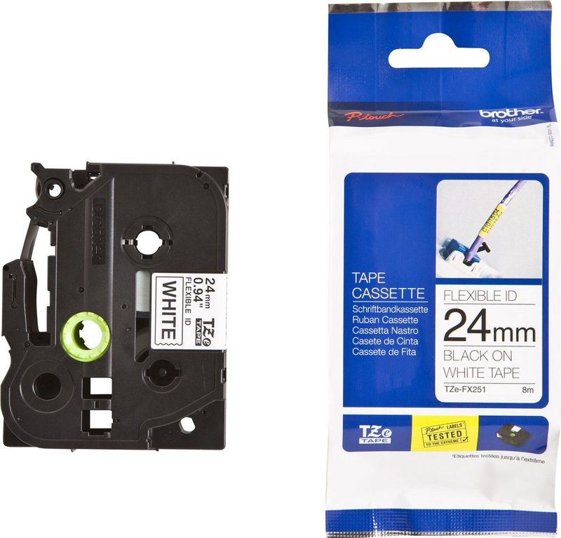 Brother TZE-FX251 labelprinter-tape Zwart op wit