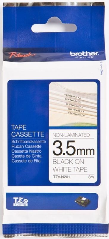 Brother Tape TZe-N201 Zwart op wit (3,5 mm)