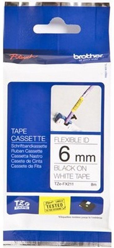 Brother TZE-FX211 labelprinter-tape Zwart op wit