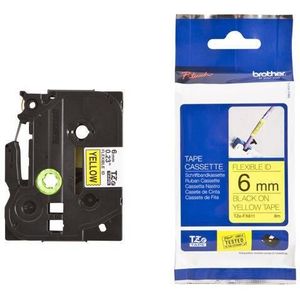 Brother TZe-FX611 Zwart op geel
