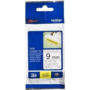 Brother TZe-S121 extra klevend tape zwart op transparant 9 mm (origineel)