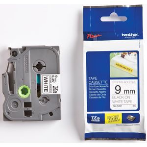 Brother Tape 9mm Tze-s221 Zwart/wit Extra Sterk