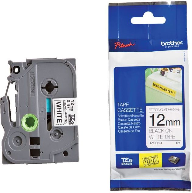 Brother - TZe-S231 - Etiketteringstape - Wit - 1.20 cm