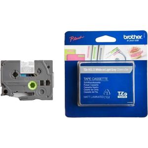 Brother P-touch TZe-MQL35 Kleurlint wit op lichtgrijs mat compatibel met Brother P-touch PT-H100LB/R, -H105, -E100/VP, -D200/BW/VP, -D210/VP)