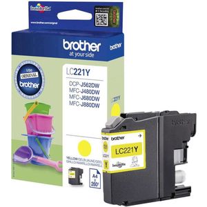 Brother LC-221Y (Opruiming blisterverpakking) geel (LC221Y) - Inktcartridge - Origineel