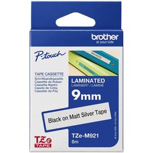 Brother TZE-M921 labelprinter-tape Zwart op metallic