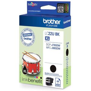 Brother LC-22U XL (MHD Dec-2021) zwart (LC22UBK) - Inktcartridge - Origineel Hoge Capaciteit