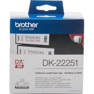 BROTHER - Brother DK22251 Black/red On White Roll (6.2 Cm X 15.24 M) 1 Roll(s) Label Continuous Paper - DK22251