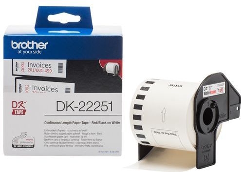 Brother DK-22251 labelprinter-tape Zwart en rood op wit