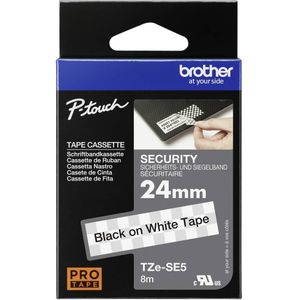 Brother TZe-SE5 veiligheidstape zwart op wit 24 mm (origineel)