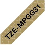 Labeltape met patroon Brother TZe, TZ TZe-MPGG31 Tapekleur: Goud (geometrisch motief) Tekstkleur:Zwart 12 mm 4 m