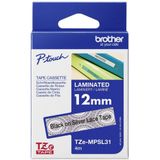 Labeltape met patroon Brother TZe, TZ TZe-MPSL31 Tapekleur: Wit (met zilveren motief) Tekstkleur:Zwart 12 mm 4 m