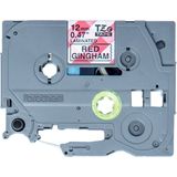 Labeltape met patroon Brother TZe, TZ TZe-MPRG31 Tapekleur: Wit (met rood ruitmotief) Tekstkleur:Zwart 12 mm 4 m