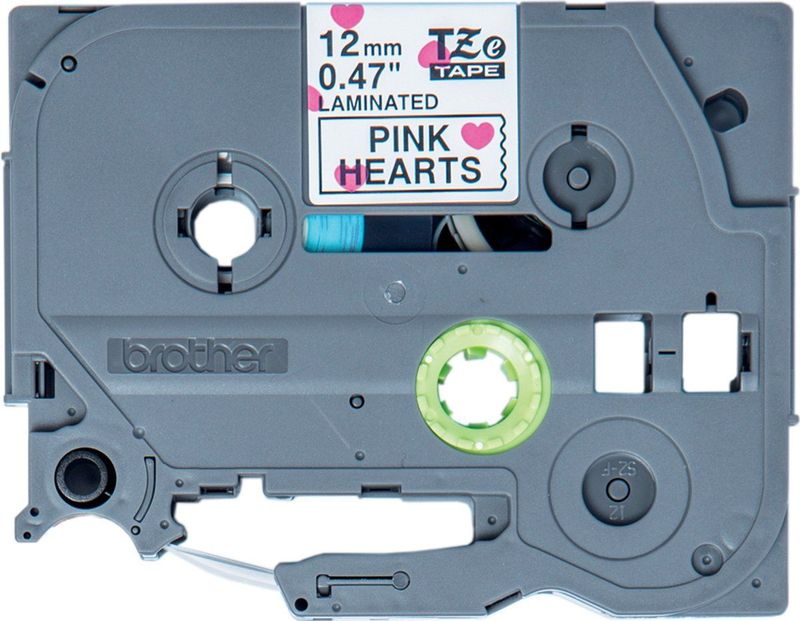 Labeltape met patroon Brother TZe, TZ TZe-MPPH31 Tapekleur: Wit (met roze harten) Tekstkleur:Zwart 12 mm 4 m
