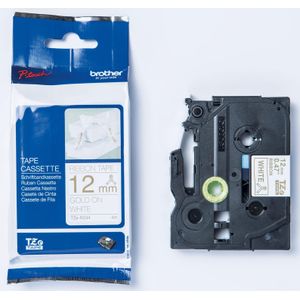 Originele Brother TZe-R234 lintcassette - goud op wit, 12 mm breed