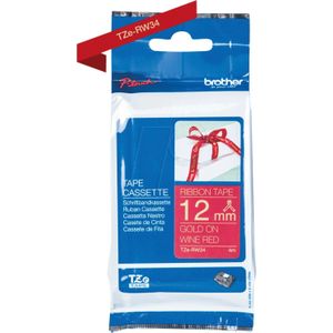 brother Textil-Schriftband TZe-RW34 TZERW34, 12 mm gold auf rot