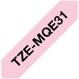 Brother TZe-MQE31 Labeltape pastel Tapekleur: Pastelroze Tekstkleur: Zwart 12 mm 4 m