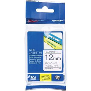 Brother TZe-MQE31 Labeltape pastel Tapekleur: Pastelroze Tekstkleur: Zwart 12 mm 4 m