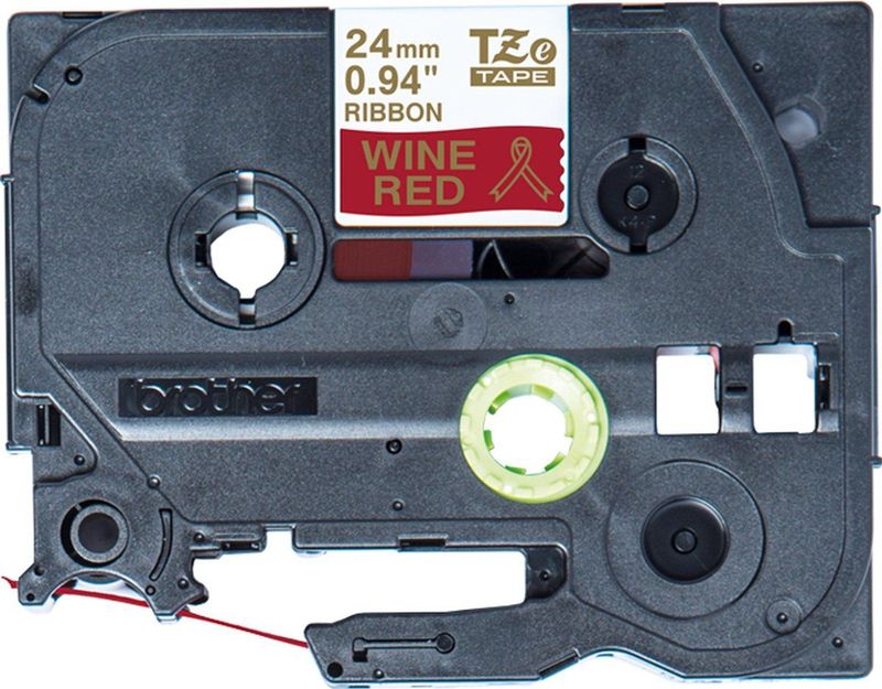 Brother - TZe-RW54 Tape - Goud op Wijnrood - 24 mm - 4 Meter