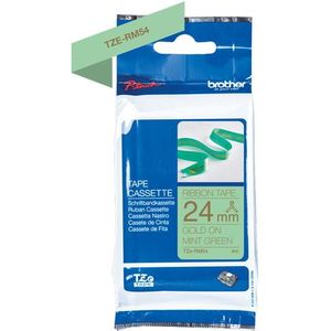 Brother Textiel tape TZe-RM54 goud op mintgroen - 24 mm breed, 4 m lang (o.a. voor Brother P-touch D600VP, E500VP, E550WVP, H500, P700, Cube Plus, P750W, P900W, P950NW)