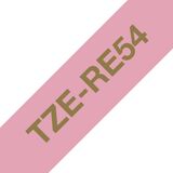 Brother - TZe-RE54 Tape - Goud op Roze - 24 mm - 4 Meter