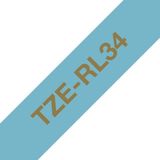 Brother - TZe-RL34 Tape - Lichtblauw - Goud - 12 mm - 4 meter