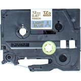 Brother - TZe-RL34 Tape - Lichtblauw - Goud - 12 mm - 4 meter