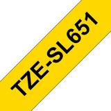 Labeltape zelflaminerend Brother TZe, TZ TZESL651 Tapekleur: Geel Tekstkleur:Zwart 24 mm 8 m