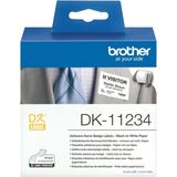 Brother DK- 11234 zelfklevende naambadge labels zwart op wit (origineel)